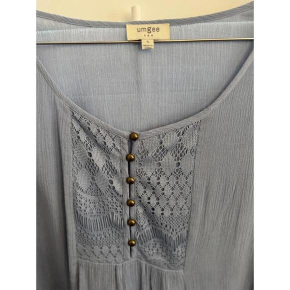 Umgee boho dusty blue blouse size small - Picture 5 of 7